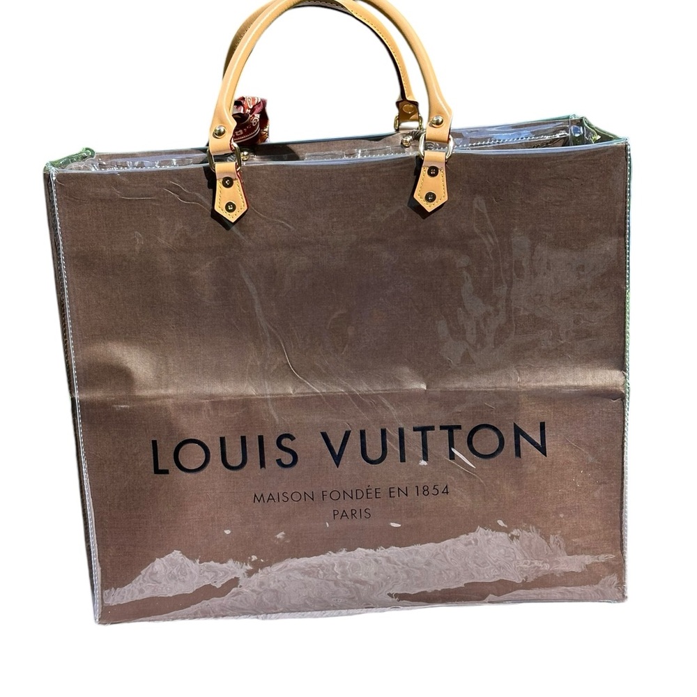 Authentic Louis Vuitton Shopping Bag with clear PVC, handles and crossbody rings - Picture 4 of 10